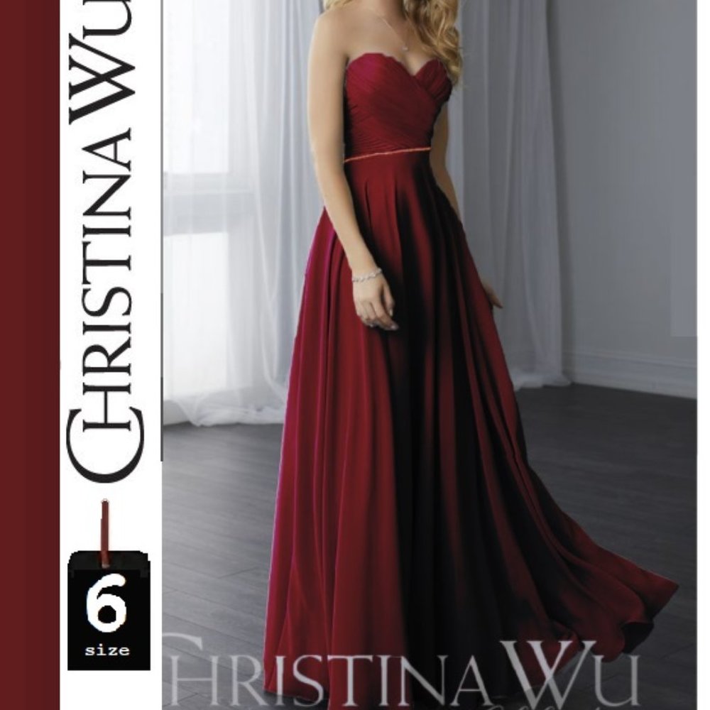 Burgundy Formal gown with rhinestones, size 6